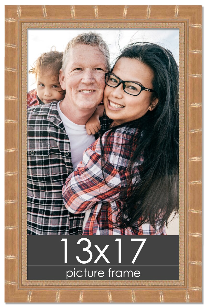13x17 Modern Bamboo Picture Frame with UV-Resistant Acrylic & Acid Free Backing, Available in 5 Finishes - Gold, Silver, Brown, Black, and Natural